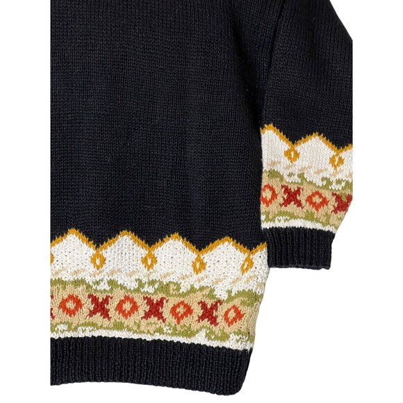 Jennifer Reed Hand-Knitted Floral V-Neck Sweater M Heavy Cotton/Ramie Boho - Picture 8 of 12